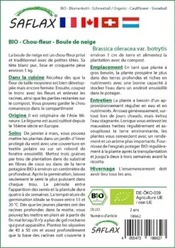 Kit De Culture - Bio - Chou-fleur - Boule De Neige - 70 Graines - Brassica Oleracea Var. Botrytis -Terre et Verdure 6406413d407ee0.82661291