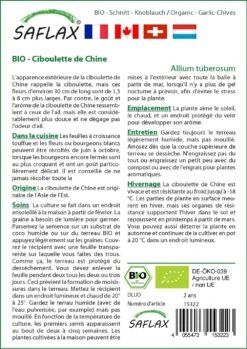 Kit De Culture - Bio - Ciboulette De Chine - 100 Graines - Allium Tuberosum -Terre et Verdure 6406414b121373.86359171