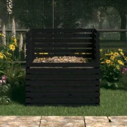 VIDAXL Composteur Noir 100x100x102 Cm Bois Massif De Pin 11 VIDAXL Composteur Noir 100x100x102 Cm Bois Massif De Pin -Terre et Verdure 6422e3c7a18232.08661791
