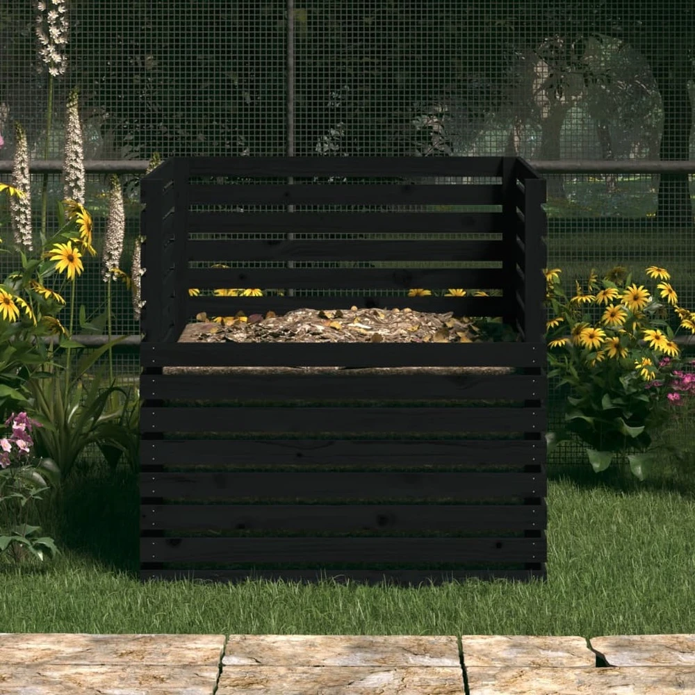 VIDAXL Composteur Noir 100x100x102 Cm Bois Massif De Pin 5 VIDAXL Composteur Noir 100x100x102 Cm Bois Massif De Pin – Image 3