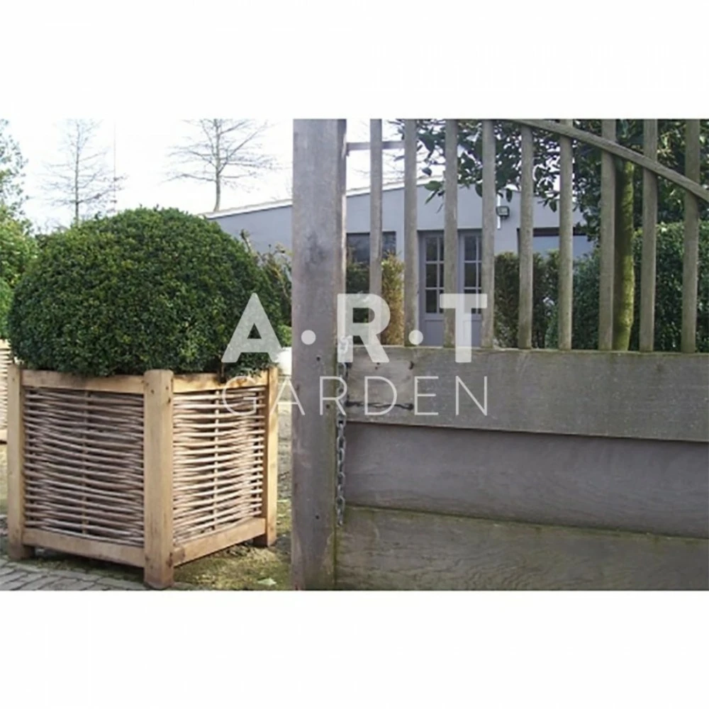 Jardinière En Chêne Avec Tressage Noisetier - Avec Bac Intérieur - 80 X 80 X 80 Cm 6 Jardinière En Chêne Avec Tressage Noisetier - Avec Bac Intérieur - 80 X 80 X 80 Cm – Image 4