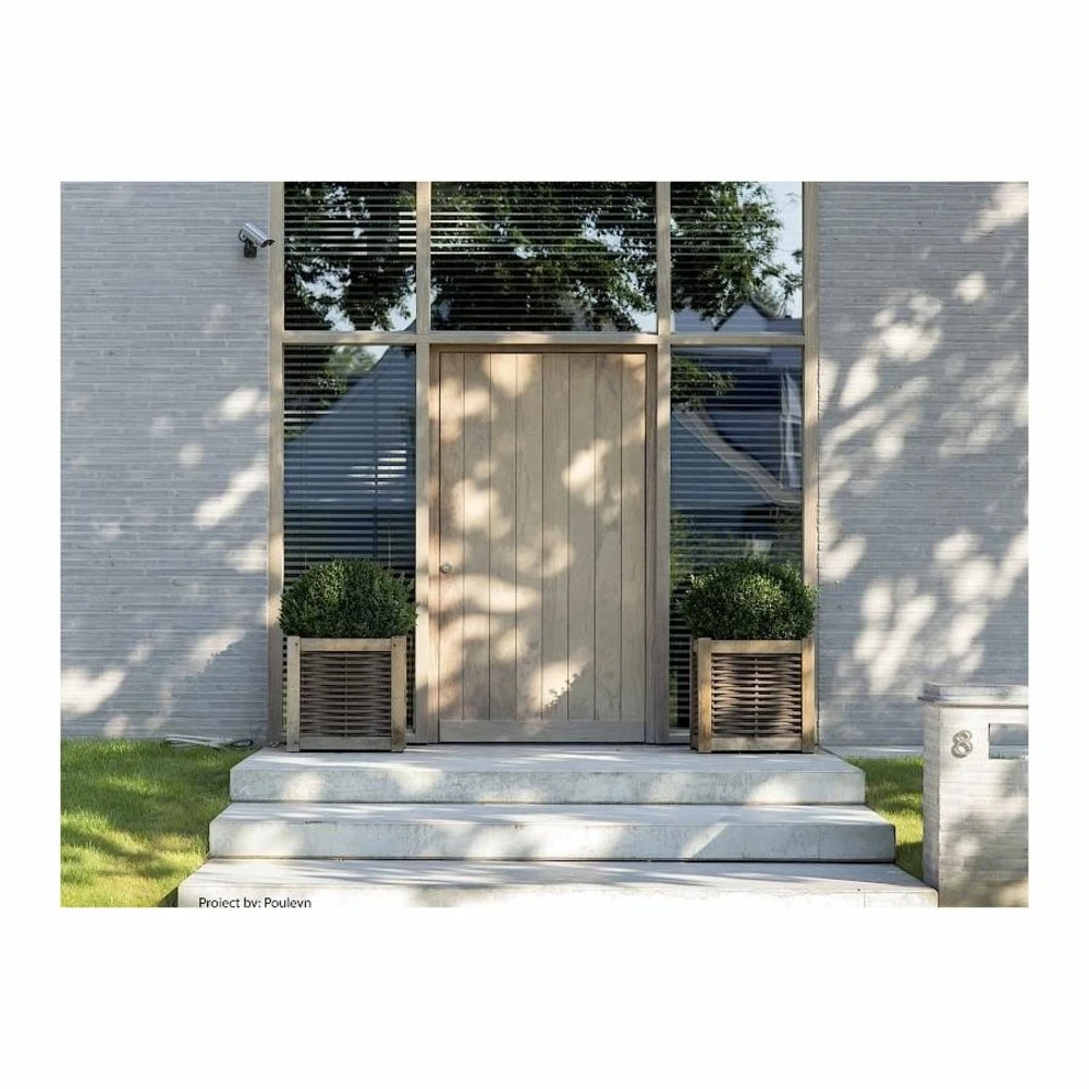 Jardinière En Chêne Avec Tressage Noisetier - Avec Bac Intérieur - 80 X 80 X 80 Cm 7 Jardinière En Chêne Avec Tressage Noisetier - Avec Bac Intérieur - 80 X 80 X 80 Cm – Image 5