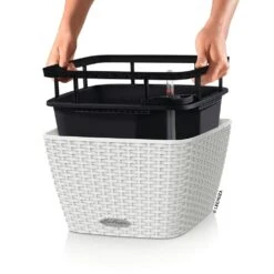 LECHUZA Jardinière Bacino Cottage All-in-one 30x30 Cm Blanc -Terre et Verdure 64798954281919.42979465