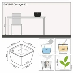 LECHUZA Jardinière Bacino Cottage All-in-one 30x30 Cm Blanc -Terre et Verdure 6479895431e5b7.09786384