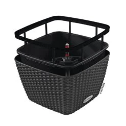 LECHUZA Jardinière Bacino Cottage All-in-one 30x30 Cm Noir Graphite -Terre et Verdure 6479895b664872.76464178