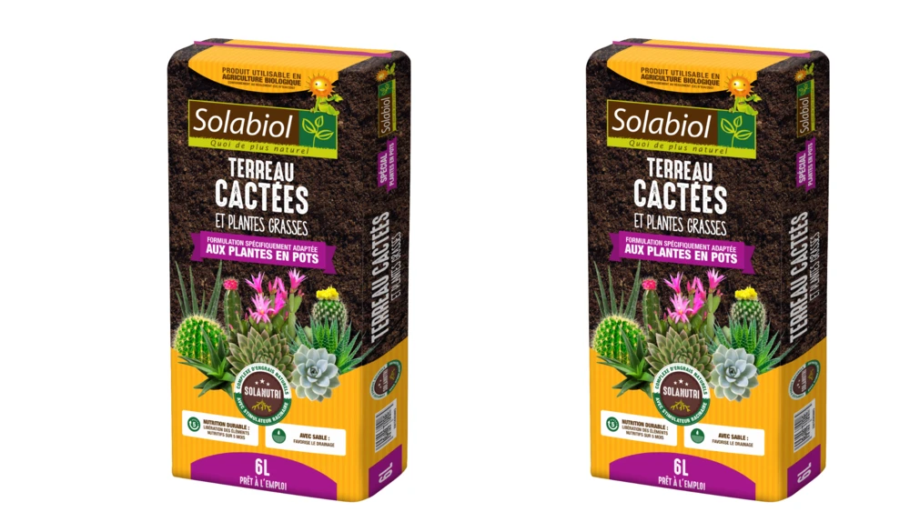 Solabiol Tercac6x2 | 2 Terreaux Cactées Et Plantes Grasses | 2x6l | Croissance 2 Solabiol Tercac6x2 | 2 Terreaux Cactées Et Plantes Grasses | 2x6l | Croissance