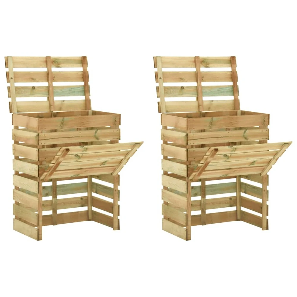 VIDAXL Composteur De Jardin à Lattes 2 Pcs 80x50x100 Cm Pin Imprégné 3 VIDAXL Composteur De Jardin à Lattes 2 Pcs 80x50x100 Cm Pin Imprégné