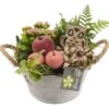 Compo Pot Zinc : 7 Plantes Vertes Et Fleuries. D18x H20cm