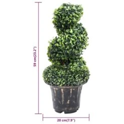 VIDAXL Plante De Buis Artificiel En Spirale Avec Pot Vert 59 Cm -Terre et Verdure b81ec977639ad122