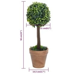 VIDAXL Plantes De Buis Artificiel 2 Pcs Avec Pots Boule Vert 56 Cm -Terre et Verdure cb0ba62229546034