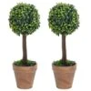 VIDAXL Plantes De Buis Artificiel 2 Pcs Avec Pots Boule Vert 56 Cm -Terre et Verdure e7ee342420d677f8